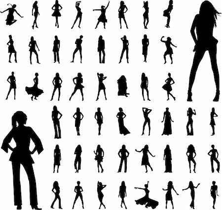 elegant body silhouettes - 50 high quality women silhouette -vector Stock Photo - Budget Royalty-Free & Subscription, Code: 400-04132704