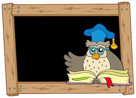 simsearch:400-04311432,k - Wooden blackboard with owl teacher - vector illustration. Stock Photo - Budget Royalty-Free & Subscription, Code: 400-04133135