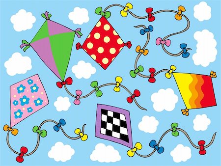 simsearch:400-04236823,k - Various kites flying on sky - vector illustration. Stock Photo - Budget Royalty-Free & Subscription, Code: 400-04133200