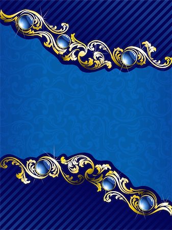 Elegant background with gold filigree and embedded jewels. Graphics are grouped and in several layers for easy editing. The file can be scaled to any size. Foto de stock - Super Valor sin royalties y Suscripción, Código: 400-04144430