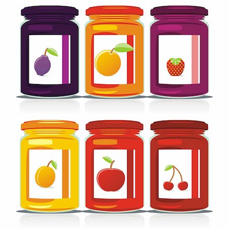 fully editable vector isolated jam jars set ready to use Stock Photo - Budget Royalty-Free & Subscription, Code: 400-04145122