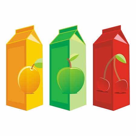 food illustrations yogurt - fully editable vector illustration of isolated juice carton boxes ready to use Stock Photo - Budget Royalty-Free & Subscription, Code: 400-04145131