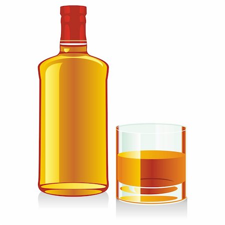 simsearch:400-06104096,k - fully editable vector illustration of isolated whiskey bottles and glasses Stock Photo - Budget Royalty-Free & Subscription, Code: 400-04145389