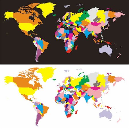 simsearch:400-04428819,k - fully editable vector world map with all countries in different colors Stock Photo - Budget Royalty-Free & Subscription, Code: 400-04145380
