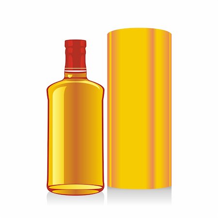 fully editable vector illustration of isolated whiskey bottles and boxes Photographie de stock - Aubaine LD & Abonnement, Code: 400-04145393