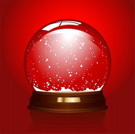 realistic illustration of an empty snowglobe over a red background - customize by inserting an object, logo or text Stock Photo - Budget Royalty-Free & Subscription, Code: 400-04147382
