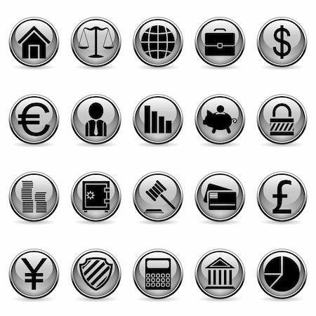 Set of 20 business and finance buttons. Stock Photo - Budget Royalty-Free & Subscription, Code: 400-04149714
