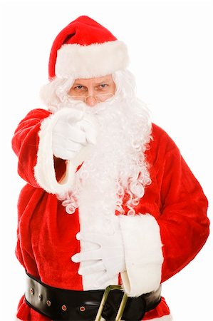simsearch:400-06462885,k - Santa pointing his finger at the camera.  Isolated on white. Stock Photo - Budget Royalty-Free & Subscription, Code: 400-04149811
