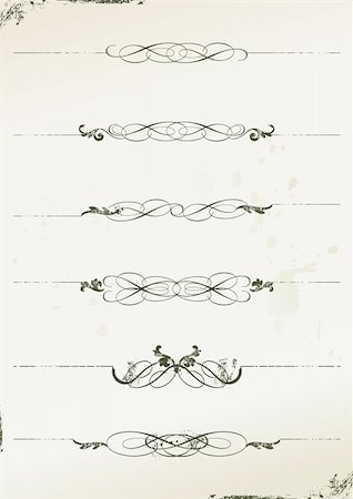 scrollwork - curly grunge page rules - vector illustration Stock Photo - Budget Royalty-Free & Subscription, Code: 400-04140889