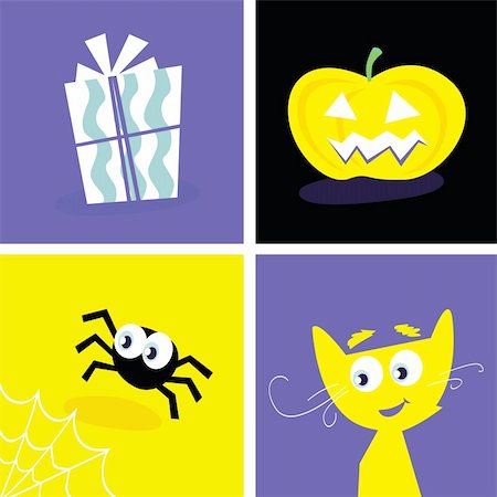simsearch:400-05891430,k - Halloween vector Iconset. Series included symbols of halloween present, cat, pumpkin head and spider. Stock Photo - Budget Royalty-Free & Subscription, Code: 400-04141076