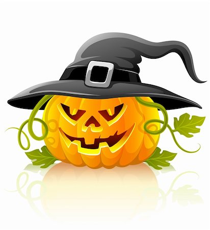 simsearch:400-04211564,k - affreux légume de citrouilles d'halloween au chapeau noir - illustration vectorielle Photographie de stock - Aubaine LD & Abonnement, Code: 400-04141334