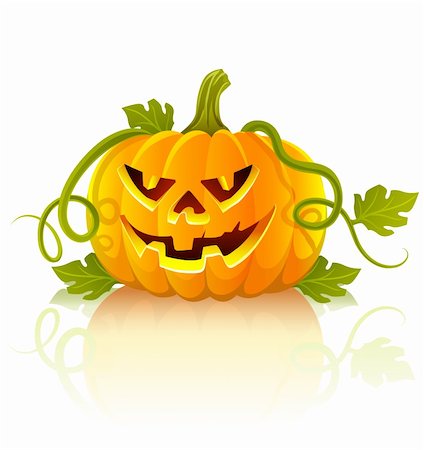 simsearch:400-04211564,k - affreux végétale de citrouilles d'halloween avec des feuilles vertes - illustration vectorielle Photographie de stock - Aubaine LD & Abonnement, Code: 400-04141333