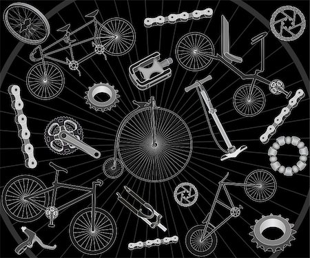 Background with bicycles and spare parts Stock Photo - Budget Royalty-Free & Subscription, Code: 400-04141435