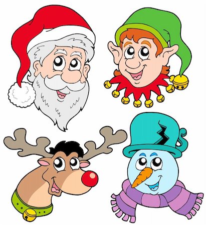 Christmas faces collection 2 - vector illustration. Stock Photo - Budget Royalty-Free & Subscription, Code: 400-04142098
