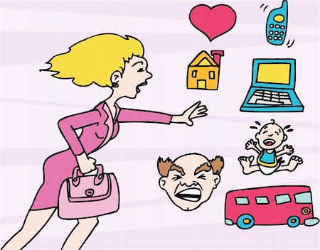 parent child bus - Mother is torn between choosing work life and home life. Stock Photo - Budget Royalty-Free & Subscription, Code: 400-04143717
