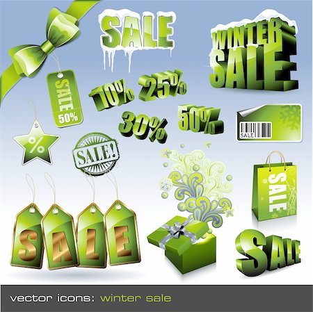 simsearch:400-04659792,k - vector set of various green sale tags, stickers and threedimensional objects Stock Photo - Budget Royalty-Free & Subscription, Code: 400-04154056