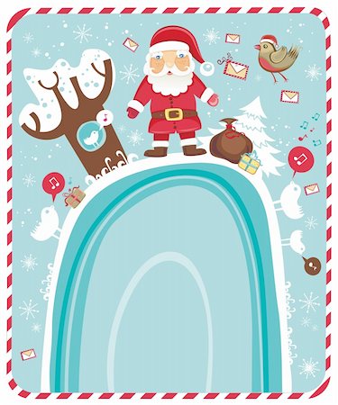 simsearch:400-05710793,k - Christmas Santa Claus in the forest - vector illustration. Stock Photo - Budget Royalty-Free & Subscription, Code: 400-04154180