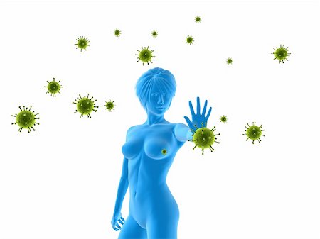 simsearch:400-04154364,k - 3d rendered illustration of a woman blocking viruses Stock Photo - Budget Royalty-Free & Subscription, Code: 400-04154366