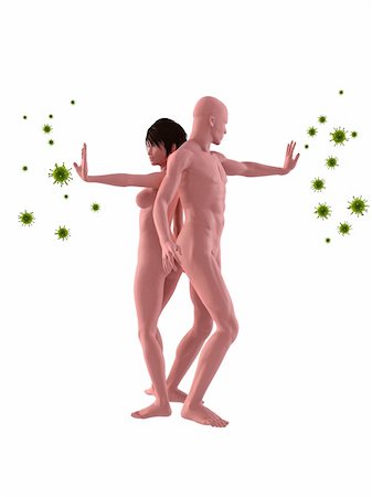simsearch:400-04154364,k - 3d rendered illustration of a woman and a man blocking viruses Stock Photo - Budget Royalty-Free & Subscription, Code: 400-04154377