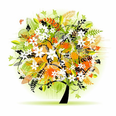 simsearch:400-04595330,k - Floral tree beautiful Stock Photo - Budget Royalty-Free & Subscription, Code: 400-04155251