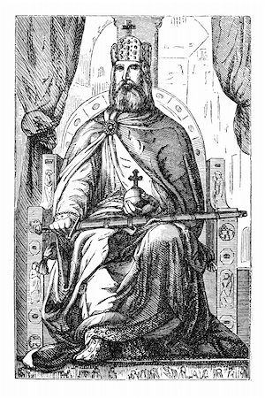 frank - Charlemagne aka Charles the Great. Originally published in swedish book "Historisk läsebok" published in 1882. The image is currently in public domain Stock Photo - Budget Royalty-Free & Subscription, Code: 400-04155911