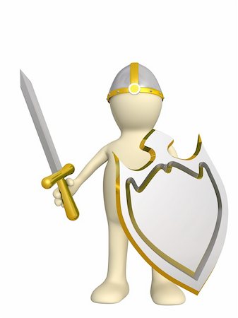 simsearch:400-04912674,k - Knight - puppet in an armour, with a board. Over white Stock Photo - Budget Royalty-Free & Subscription, Code: 400-04156851