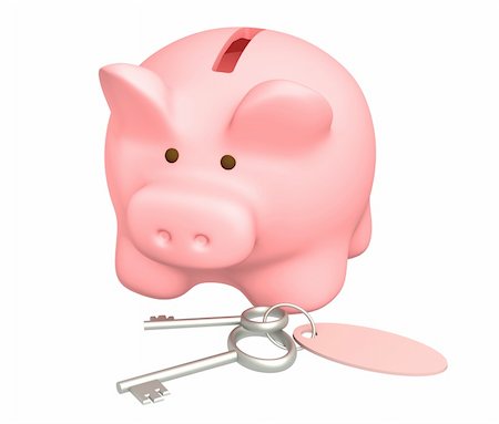 simsearch:400-05730304,k - Piggy bank and keys - over white Stock Photo - Budget Royalty-Free & Subscription, Code: 400-04156867