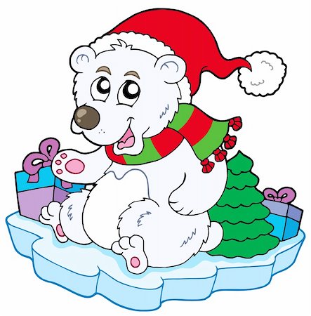 Christmas polar bear - vector illustration. Stock Photo - Budget Royalty-Free & Subscription, Code: 400-04157383