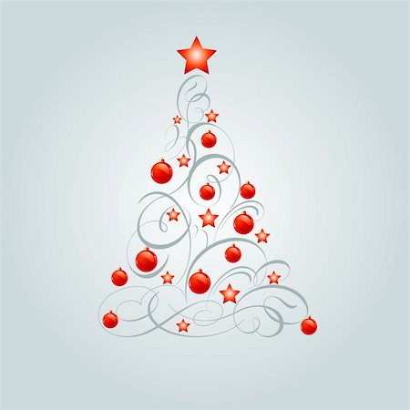 simsearch:400-05707989,k - Vector illustration of decorated Christmas tree with place for copy\space Stock Photo - Budget Royalty-Free & Subscription, Code: 400-04158007