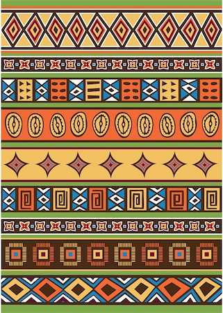 Vector set including ethnic African pattern with multicolored typical elements Stock Photo - Budget Royalty-Free & Subscription, Code: 400-04158404