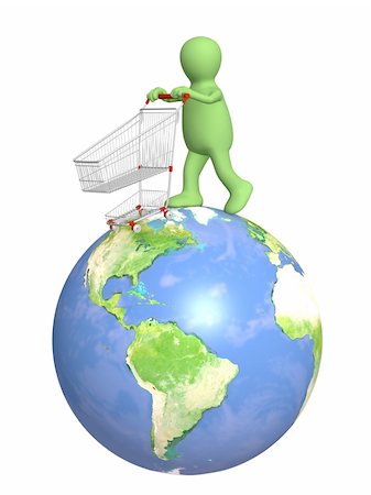 Global shopping - 3d puppet, going for purchases Stock Photo - Budget Royalty-Free & Subscription, Code: 400-04158598