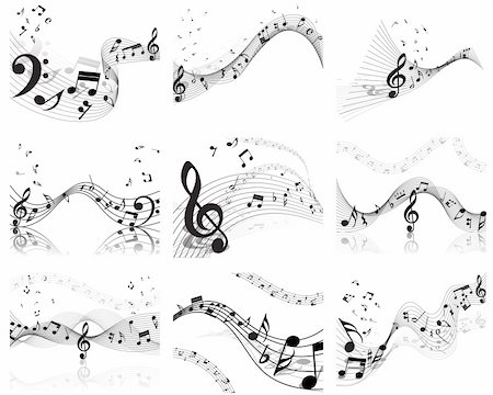 simsearch:400-06106160,k - Vector musical notes staff backgrounds set for design use Stock Photo - Budget Royalty-Free & Subscription, Code: 400-04150447