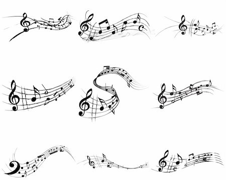 simsearch:400-06106160,k - Vector musical notes staff backgrounds set for design use Stock Photo - Budget Royalty-Free & Subscription, Code: 400-04150450