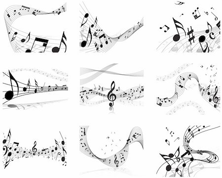 simsearch:400-06106160,k - Vector musical notes staff backgrounds set for design use Stock Photo - Budget Royalty-Free & Subscription, Code: 400-04150452