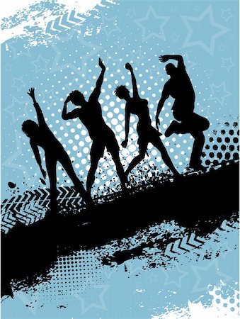 simsearch:400-04389591,k - Silhouettes of people dancing on grunge background Stock Photo - Budget Royalty-Free & Subscription, Code: 400-04151458