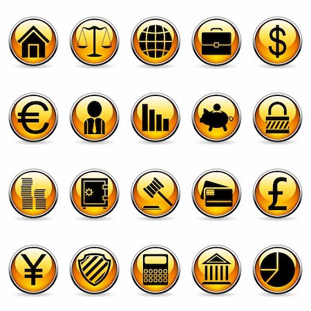 simsearch:400-05133703,k - Set of 20 business and finance buttons. Stock Photo - Budget Royalty-Free & Subscription, Code: 400-04151453