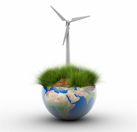 Section of Earth globe with grass and windturbine - 3d render Stock Photo - Budget Royalty-Free & Subscription, Code: 400-04151838