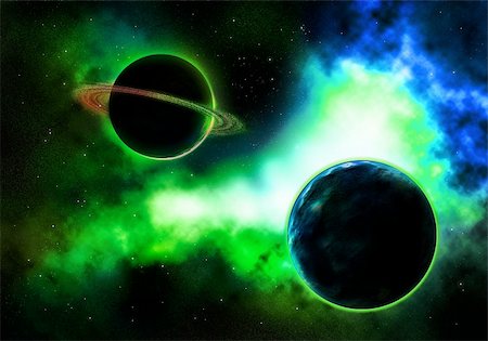 simsearch:400-05342470,k - Galactic Space Planet with a Flaming Colorful Nebula Stock Photo - Budget Royalty-Free & Subscription, Code: 400-04151932