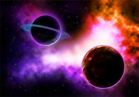simsearch:400-05342470,k - Galactic Space Planet with a Flaming Colorful Nebula Stock Photo - Budget Royalty-Free & Subscription, Code: 400-04151933