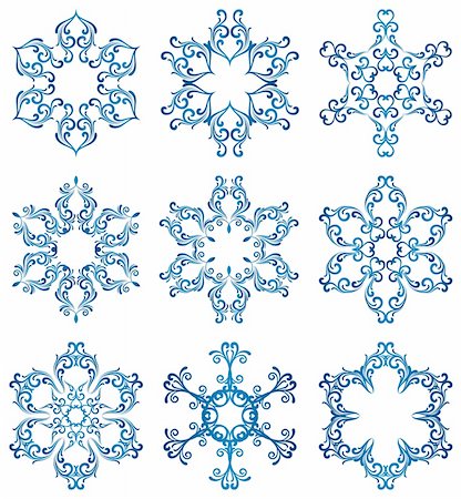 simsearch:400-07053830,k - Vector illustration - blue snowflakes set Stock Photo - Budget Royalty-Free & Subscription, Code: 400-04152690