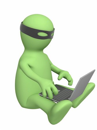 The hacker in a mask with laptop Stock Photo - Budget Royalty-Free & Subscription, Code: 400-04152739