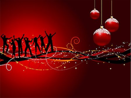 simsearch:400-04389591,k - Silhouettes of people dancing on a Christmas background Stock Photo - Budget Royalty-Free & Subscription, Code: 400-04153383