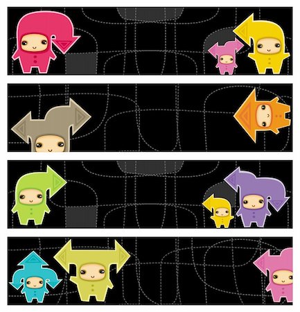 daycare borders - Vector Set of the Cute Banners with space for your text. Little cute communication gnomes-arrows. Stock Photo - Budget Royalty-Free & Subscription, Code: 400-04153415