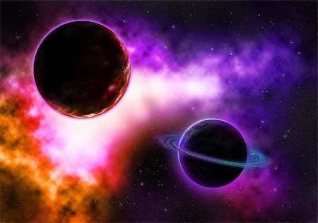 simsearch:400-05342470,k - Galactic Space Planet with a Flaming Colorful Nebula Stock Photo - Budget Royalty-Free & Subscription, Code: 400-04153660