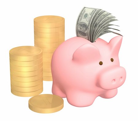 simsearch:400-05730304,k - Piggy bank with a pack of dollar banknotes Stock Photo - Budget Royalty-Free & Subscription, Code: 400-04153896