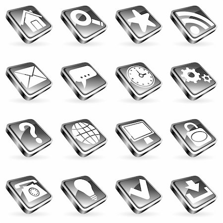 simsearch:400-03938572,k - Set of 16 black web icons. Stock Photo - Budget Royalty-Free & Subscription, Code: 400-04164204