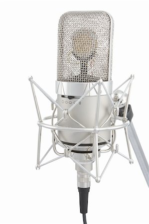 retro stand up microphone - Microphone on stand islolated on white Stock Photo - Budget Royalty-Free & Subscription, Code: 400-04164215