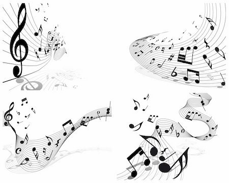 simsearch:400-06106160,k - Vector musical notes staff backgrounds set for design use Stock Photo - Budget Royalty-Free & Subscription, Code: 400-04164237