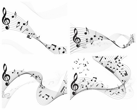 simsearch:400-06106160,k - Vector musical notes staff backgrounds set for design use Stock Photo - Budget Royalty-Free & Subscription, Code: 400-04164238