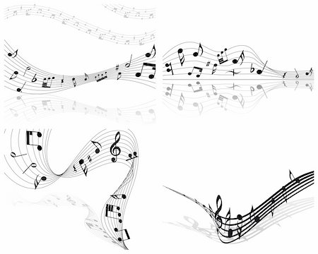 simsearch:400-06106160,k - Vector musical notes staff backgrounds set for design use Stock Photo - Budget Royalty-Free & Subscription, Code: 400-04164240